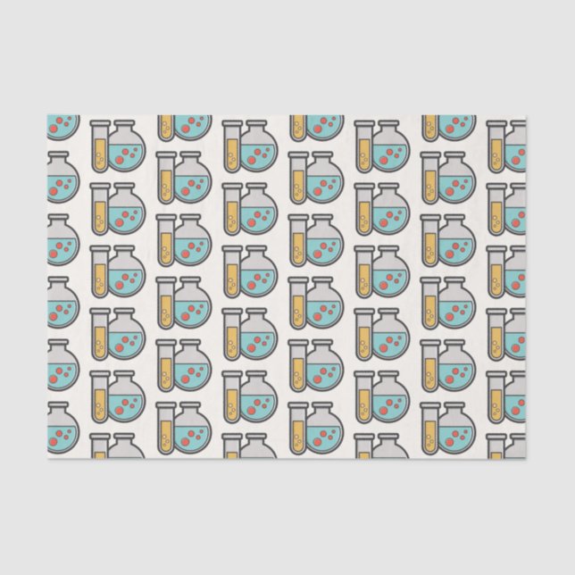 Chemistry Test Tube and Beaker Pattern Tissue Paper (Front)