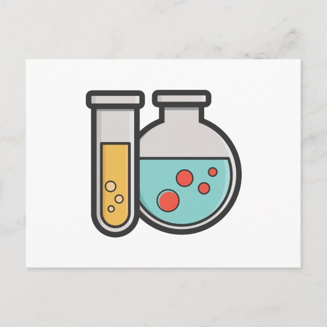 Chemistry Test Tube and Beaker Postcard (Front)