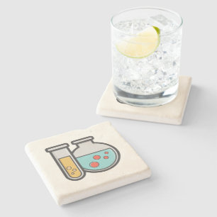 Chemistry Test Tube and Beaker Stone Coaster