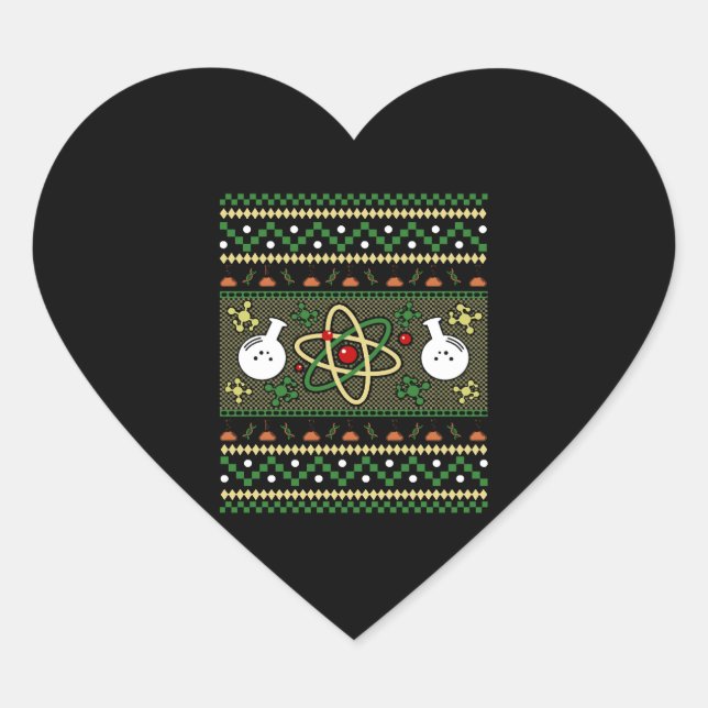 Chemistry Ugly Christmas Science Engineer Gift Heart Sticker (Front)