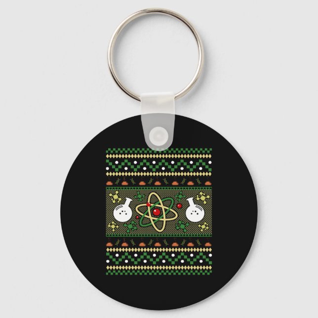 Chemistry Ugly Christmas Science Engineer Gift Key Ring (Front)