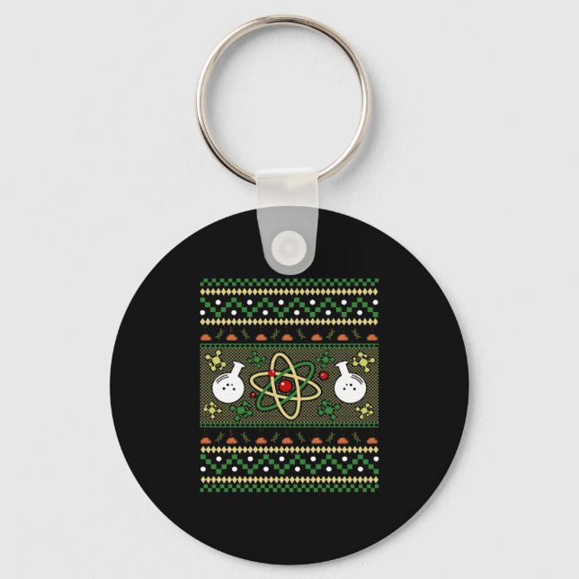 Chemistry Ugly Christmas Science Engineer Gift Key Ring (Front)