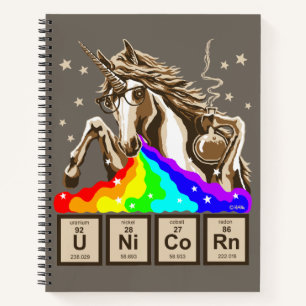 Chemistry unicorn pukes rainbow notebook