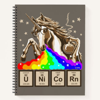 Chemistry unicorn pukes rainbow notebook