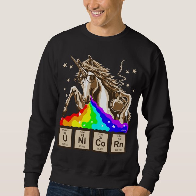 Chemistry unicorn pukes rainbow sweatshirt (Front)