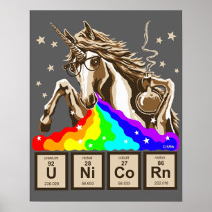 Chemistry unicorn vomits rainbow poster