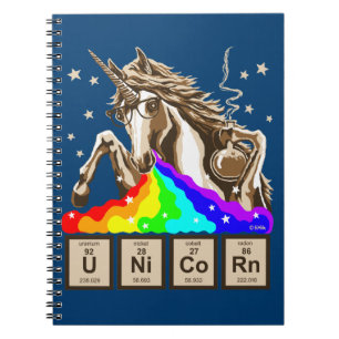 Chemistry unicorn vomits rainbow spiral notebook