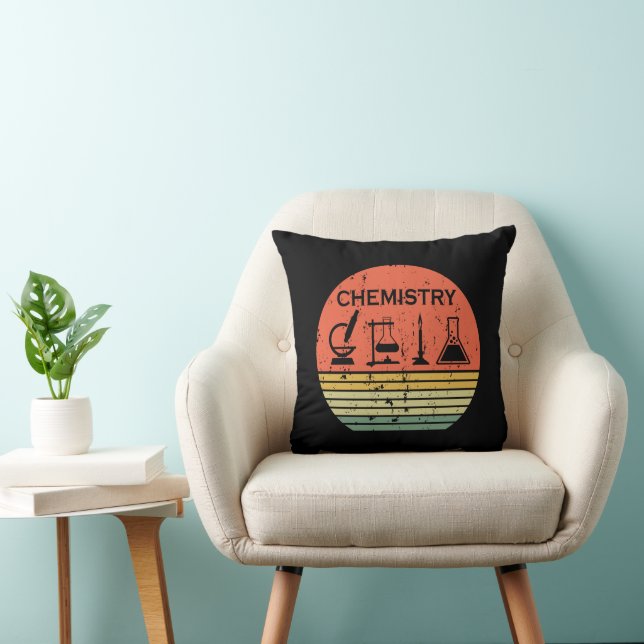 Chemistry vintage sunset retro stripes pattern cushion (Chair)