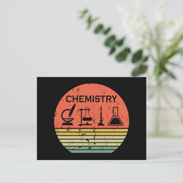 Chemistry vintage sunset retro stripes pattern holiday postcard (Standing Front)