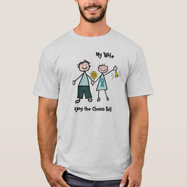 Chemo Bell - Ovarian Cancer Teal Ribbon T-Shirt (Front)