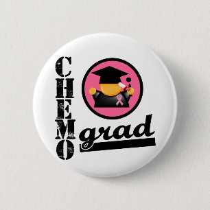 Chemo Grad Breast Cancer Ribbon 6 Cm Round Badge
