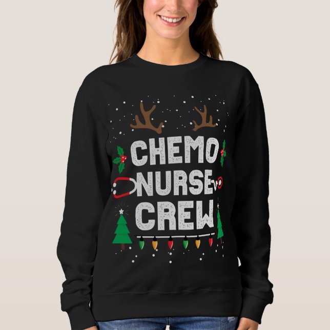 Chemo Infusion Nurse Cute Christmas Gnomes Oncolog Sweatshirt (Front)