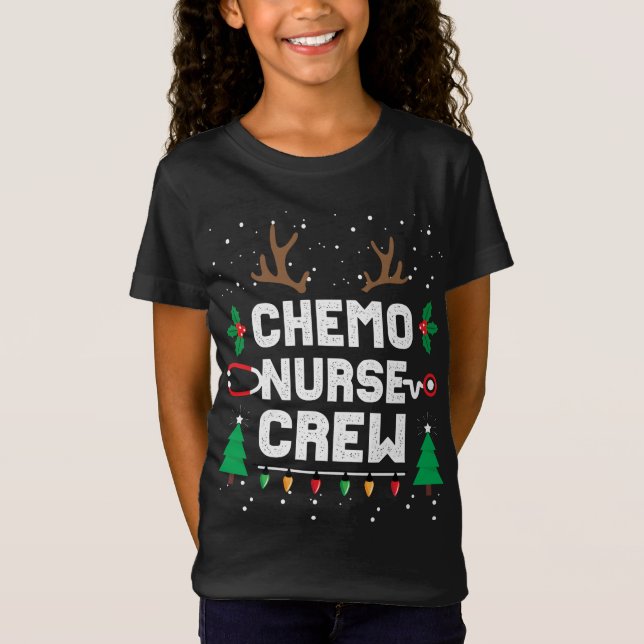 Chemo Infusion Nurse Cute Christmas Gnomes Oncolog T-Shirt (Front)