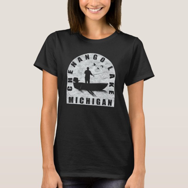 Chenango Lake Fishing Michigan T-Shirt (Front)