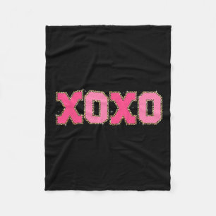 Chenille Patch Sparkling Xoxo Valentine Day Heart  Fleece Blanket