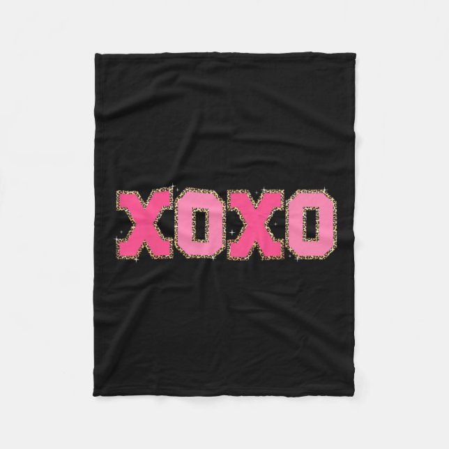 Chenille Patch Sparkling Xoxo Valentine Day Heart  Fleece Blanket (Front)