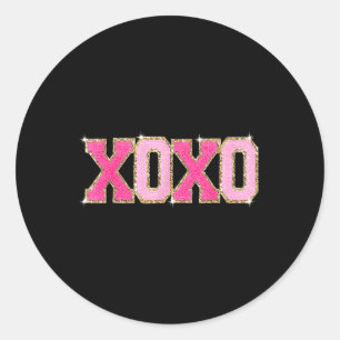 Chenille Patch Sparkling Xoxo Valentines Day Classic Round Sticker
