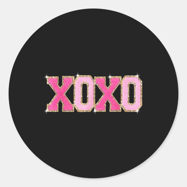 Chenille Patch Sparkling Xoxo Valentines Day  Classic Round Sticker (Front)
