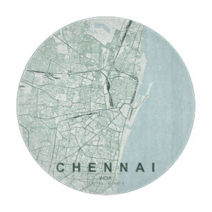 Chennai India City Map Minimal Design Cutting Board
