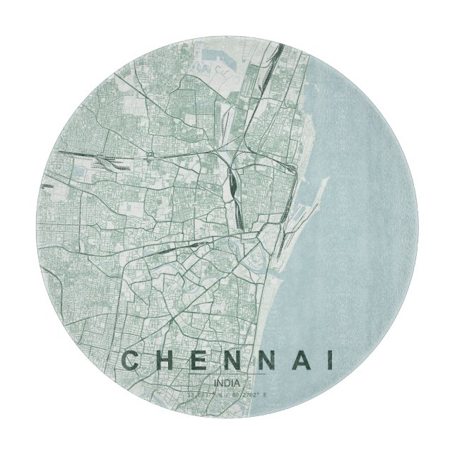 Chennai India City Map Minimal Design Cutting Board (Front)