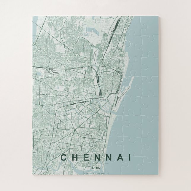 Chennai India City Map Minimal Design Jigsaw Puzzle (Vertical)