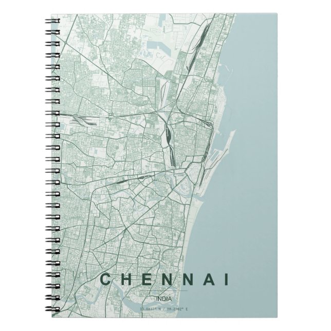 Chennai India City Map Minimal Design Notebook (Front)
