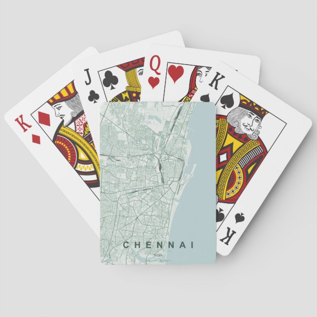 Chennai India City Map Minimal Design Playing Cards (Back)