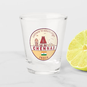 Chennai India City Skyline Emblem Shot Glass