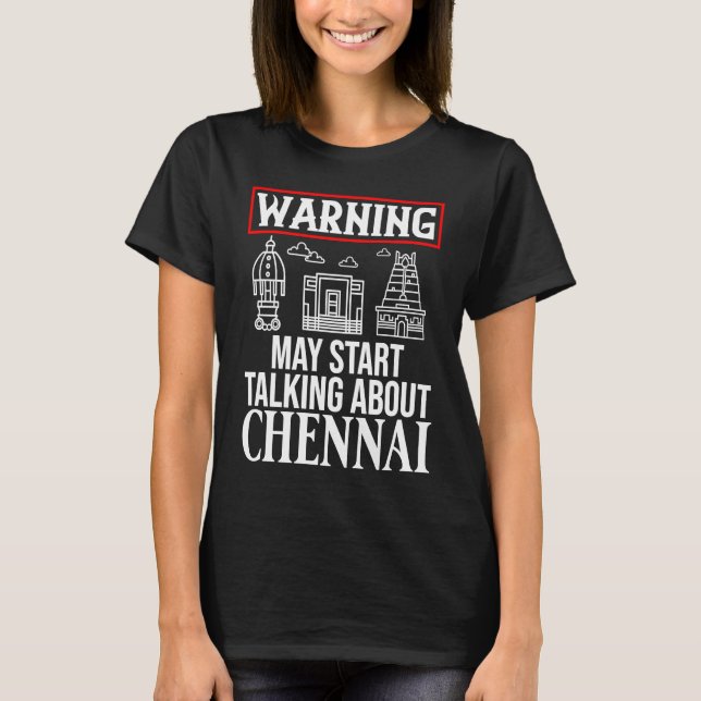 Chennai India City Skyline Map Travel T-Shirt (Front)