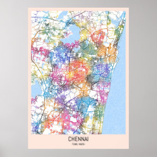 Chennai Tamil Nadu City Map Poster