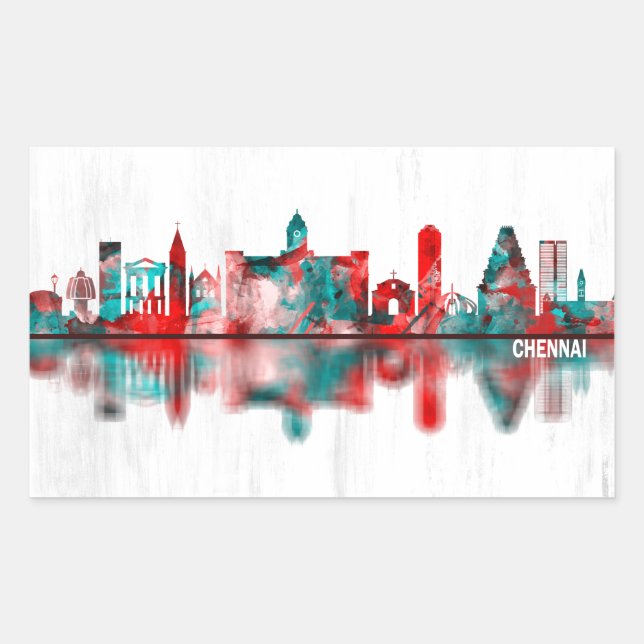 Chennai Tamil Nadu Skyline Rectangular Sticker (Front)
