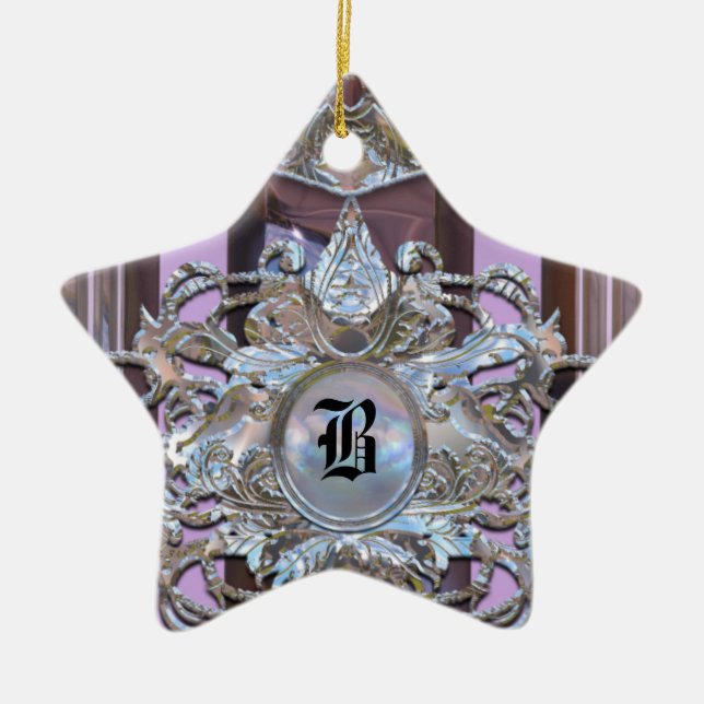Chenonceau Baroque Elegant Monogram Ceramic Tree Decoration (Front)