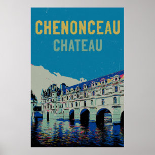 Chenonceau chateau original illustration France Poster