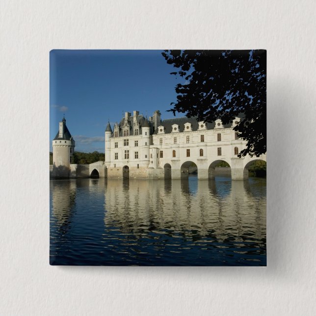 Chenonceau Chateau, River Cher, Loir-et-Cher, 2 15 Cm Square Badge (Front)