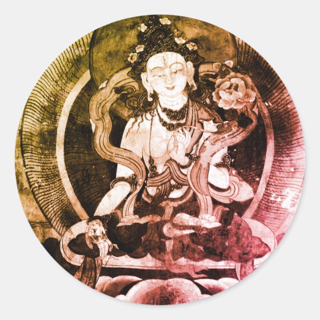 Chenrezing Buddha, Vintage Heruka, Tibet Classic Round Sticker (Front)