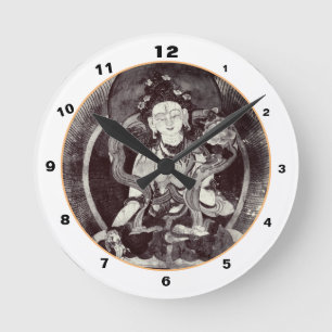 Chenrezing Buddha, Vintage Heruka, Tibet Himalayas Round Clock