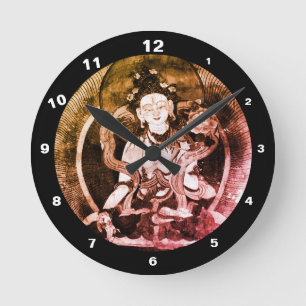 Chenrezing Buddha, Vintage Heruka, Tibet Himalayas Round Clock