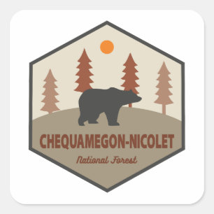 Chequamegon-Nicolet National Forest Bear Square Sticker