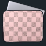 Chequer light pink laptop case<br><div class="desc">Printed fabric effect square chequer pattern in gray and pink. Pattern by Sarah Trett.</div>
