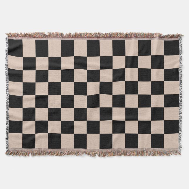 Chequer Pattern - Beige Throw Blanket (Front)