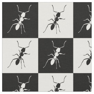Chequerboard ants black & white fabric