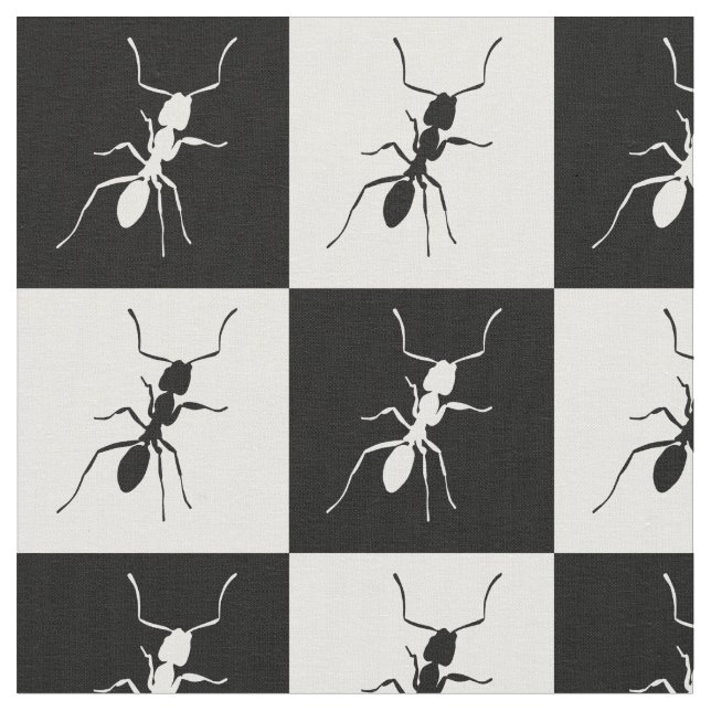 Chequerboard ants black & white fabric (Close Up)