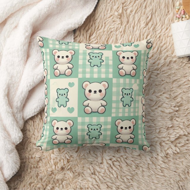 Chequerboard bear cushion (Blanket)