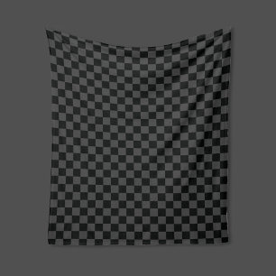 Chequerboard Black Grey Chequered Squares Check Fleece Blanket