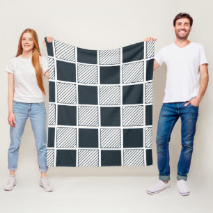 Chequerboard Checks Stripes Chequered Fleece Blanket