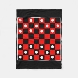 Chequerboard Chequered Board Games Black And Red H Fleece Blanket