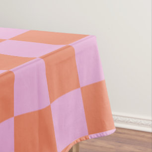 Chequerboard Chequered Pattern Coral Pastel Pink Tablecloth