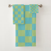 Chequerboard Chequered Pattern in Blue and Green