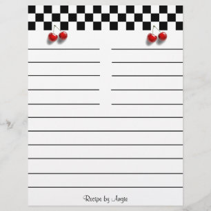 Chequerboard Cherries Recipe Paper 8.5 x 11