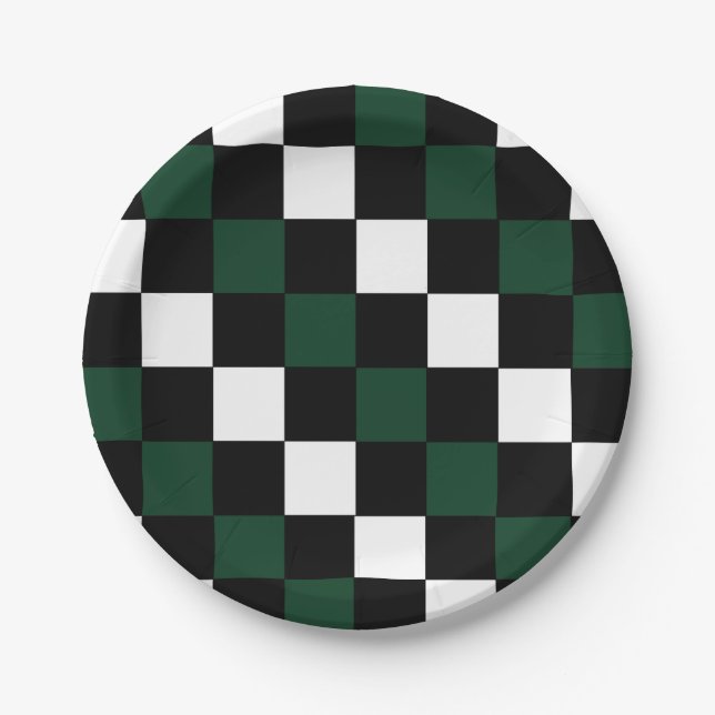 Chequerboard Colourful Birthday Dance Party Paper Plate (Front)